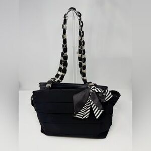 Salvatore Ferragamo Black Shoulder Bag with Metal Chain Handles